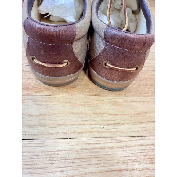 Polo Ralph Lauren Vance Side Lace Canvas Leather Boat Shoes Tan Brown Men's 11D - Picture 6 of 9